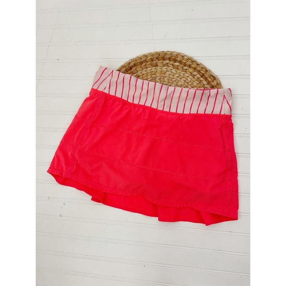 Lululemon Pace Rival Skirt Skort II Electric Coral/Quiet Stripe RARE 6 - Picture 3 of 7